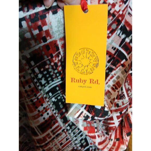 Ruby Rd 3/4 Sleeve Knit Tunic Top Womens XL Geometric Print Corpcore Grannycore - Picture 8 of 10